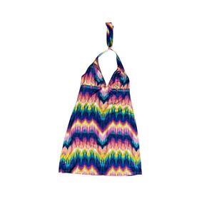 Tommy Bahama Halter Dress Large Multicolor Zig Zag Tie Dye Swim Cover Up
